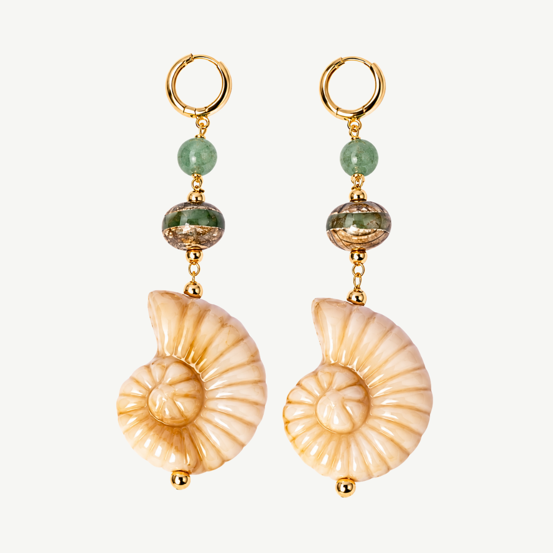 Green Seashell Earrings